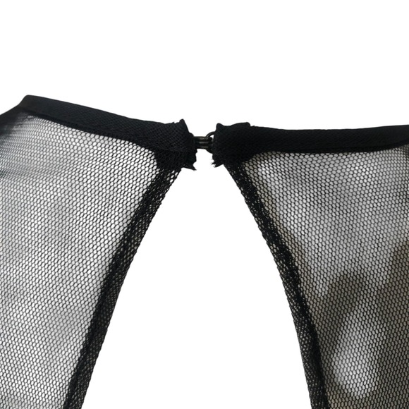 Tahari Black Sexy Illusion Long Sleeve Midi Cocktail Holiday Party Dress Sz 4 - Picture 7 of 16